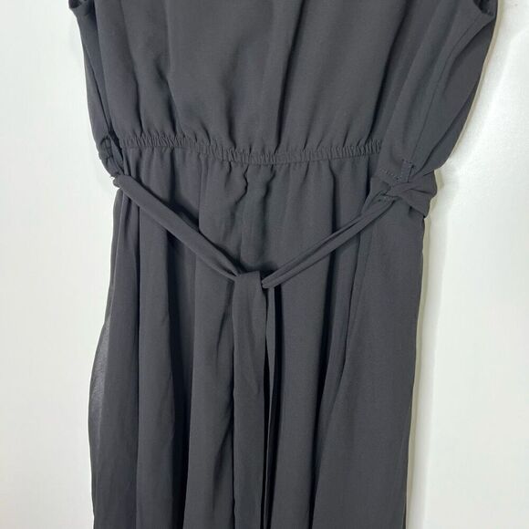 SHEIN Curve Black Wrap Dress Lace Cap Sleeves - Picture 8 of 11